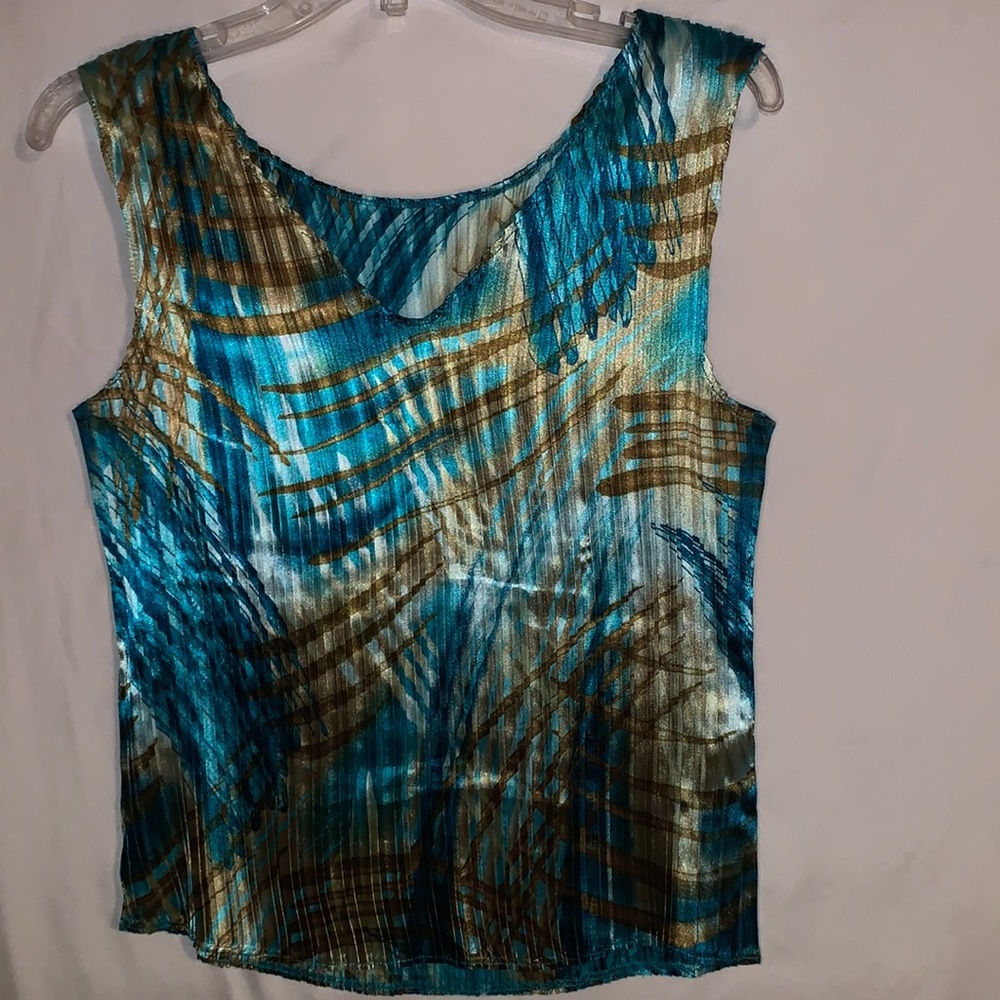 Piano polyester medium/ large size green and brown women top